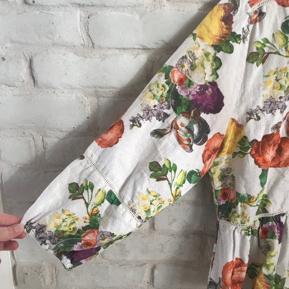 Brass & Roe Floral Long Sleeve Ruffle Bottom M - Picture 8 of 11